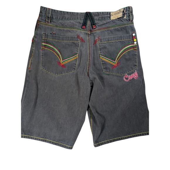 Vintage Australian COOGI Jean Shorts 36” Waist Y2K Grunge Skater Faded Black - Picture 1 of 11